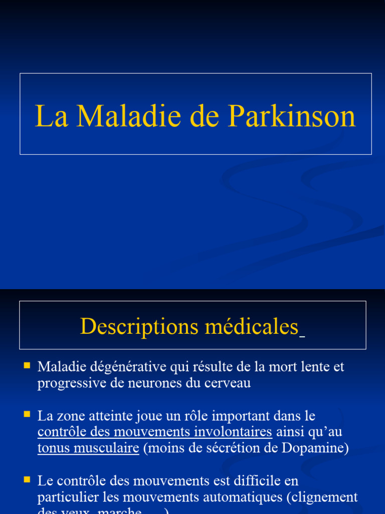 La Maladie de Parkinson Neuro | PDF | Maladie de Parkinson | Sommeil