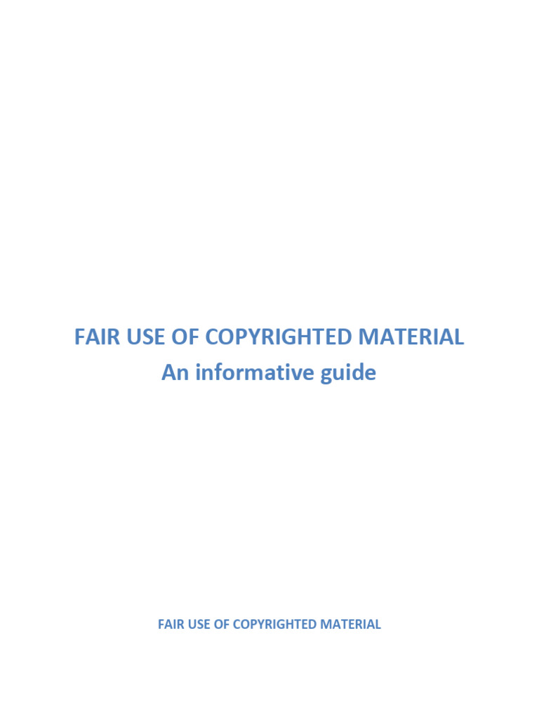 Fair Use Of Copyrighted Images