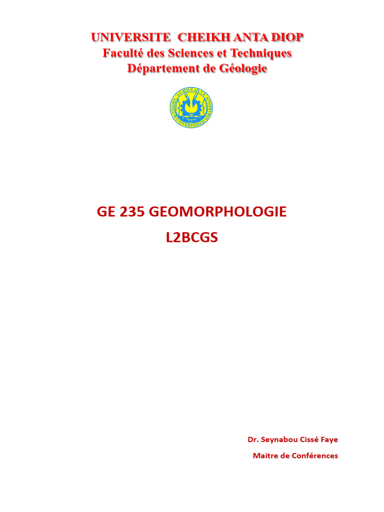 Cours de Géomorphologie L2 BCGS | PDF | Géomorphologie | Érosion