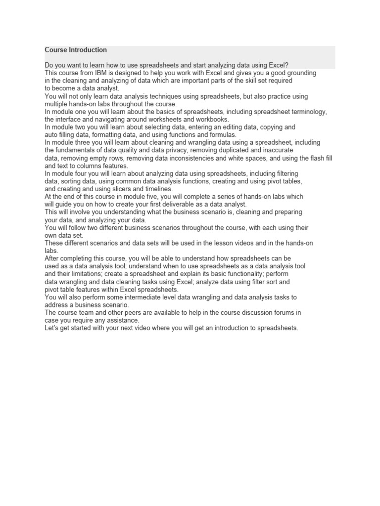 Excel basic for data analysis pdf