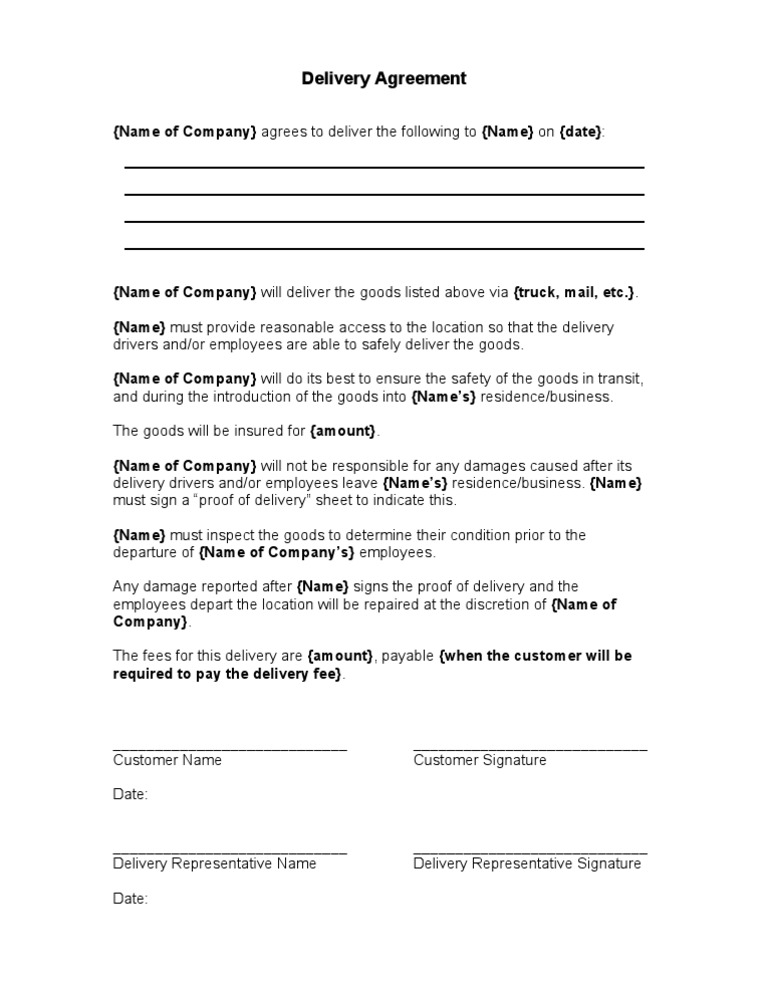 Delivery Agreement Template | PDF