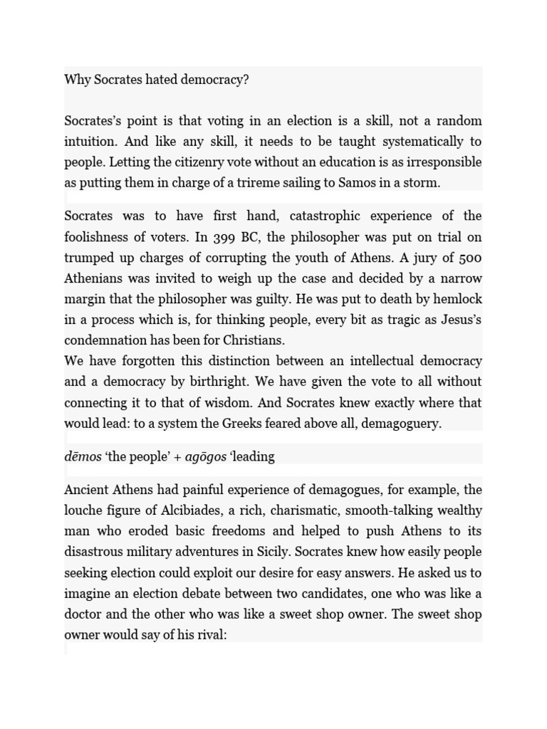 Why Socrates Hated Democracy Download Free Pdf Socrates