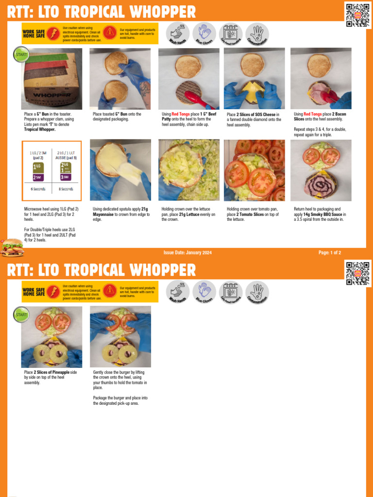 Tropical Whopper Preparation Guide | PDF | Hamburgers | Cuisine