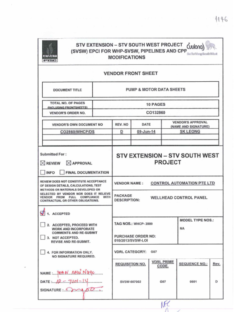 SVSW 007002 G07 0001 Rev D Motor Pump Datasheet Code 1 PDF