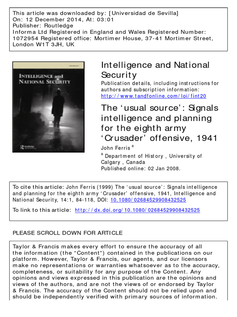 Intelligence and National Forces | PDF | Signals Intelligence | Erwin ...