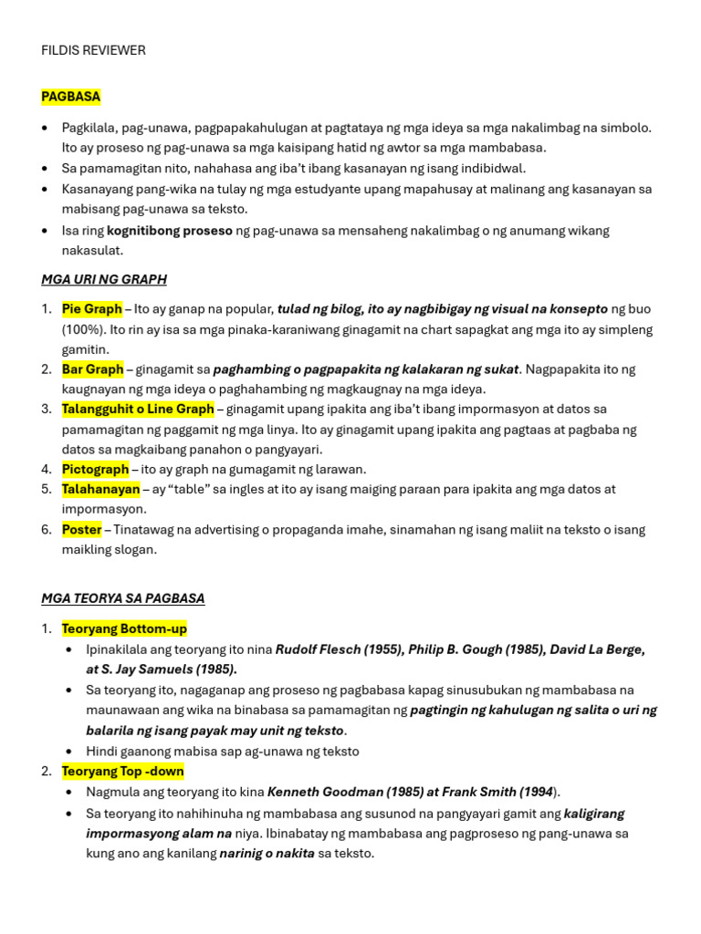 Fildis Reviewer | PDF