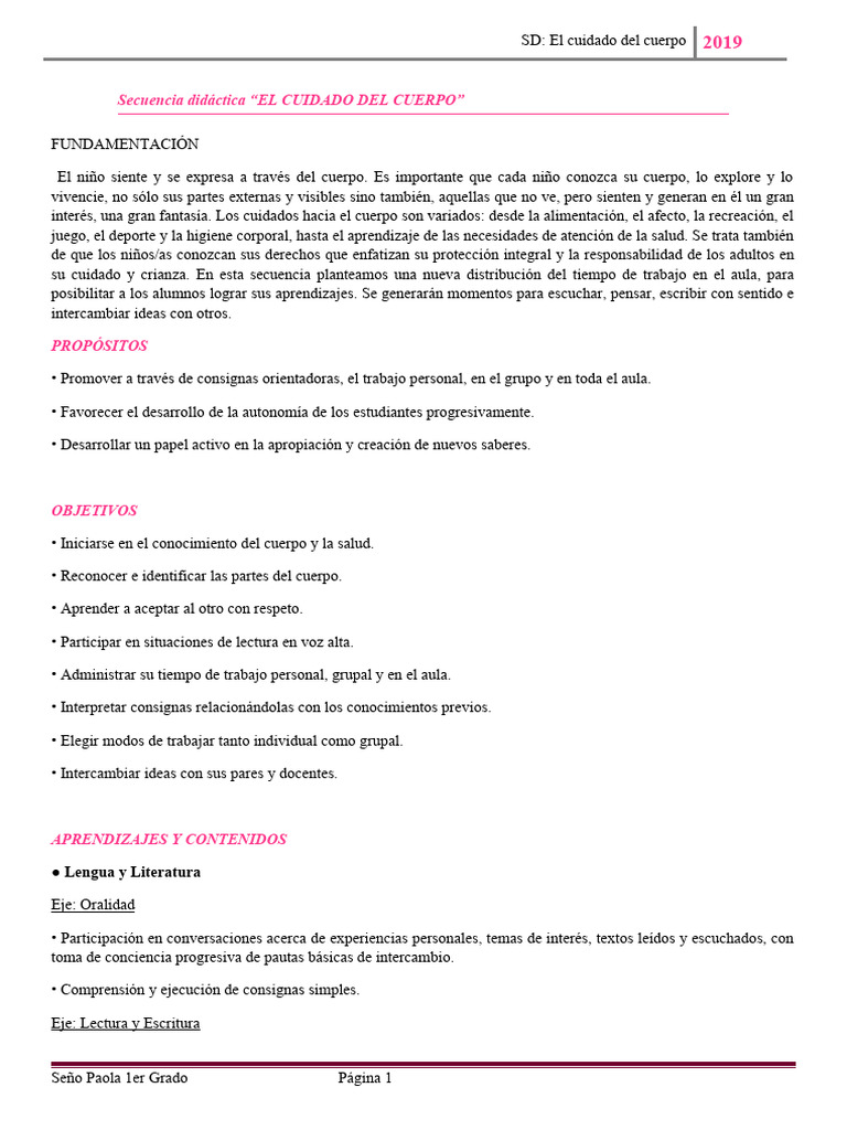 SD El cuidado del cuerpo | PDF