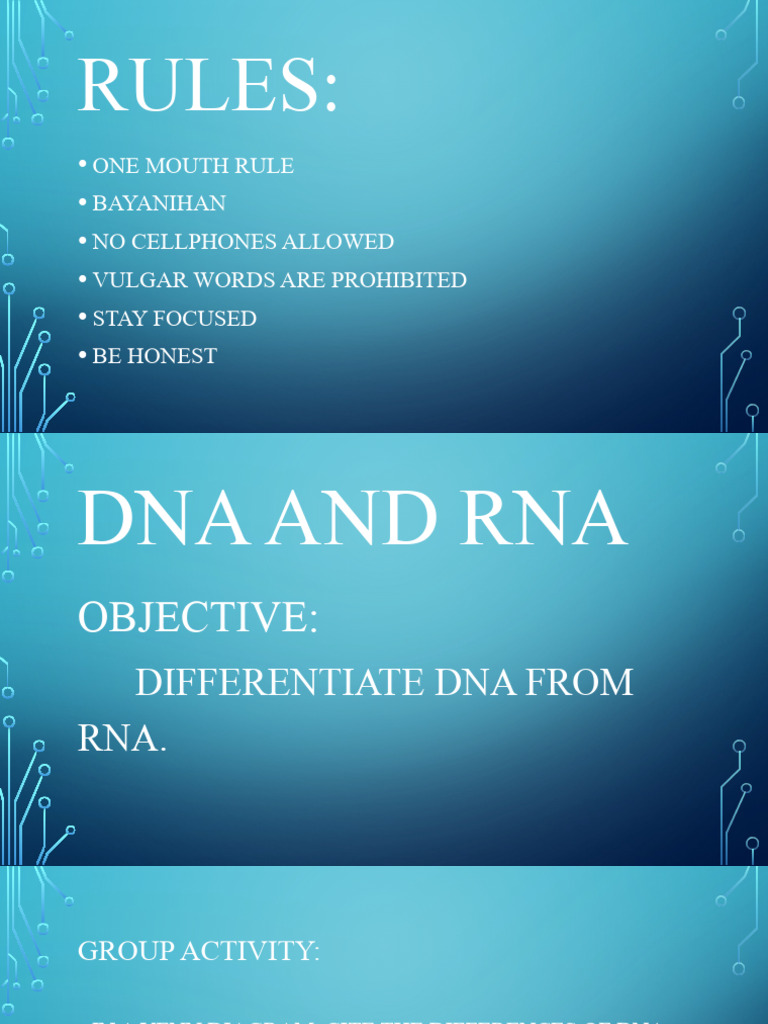 Dna VS Rna PDF Rna Dna