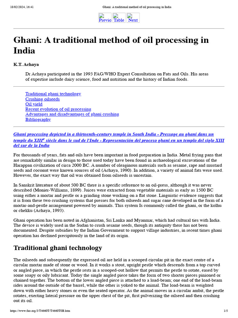 Ghani - A Traditional Method of Oil Processing in India | PDF ...