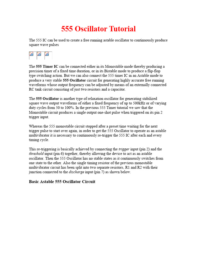 555 Oscillator Tutorial Pdf Electronic Oscillator Computer