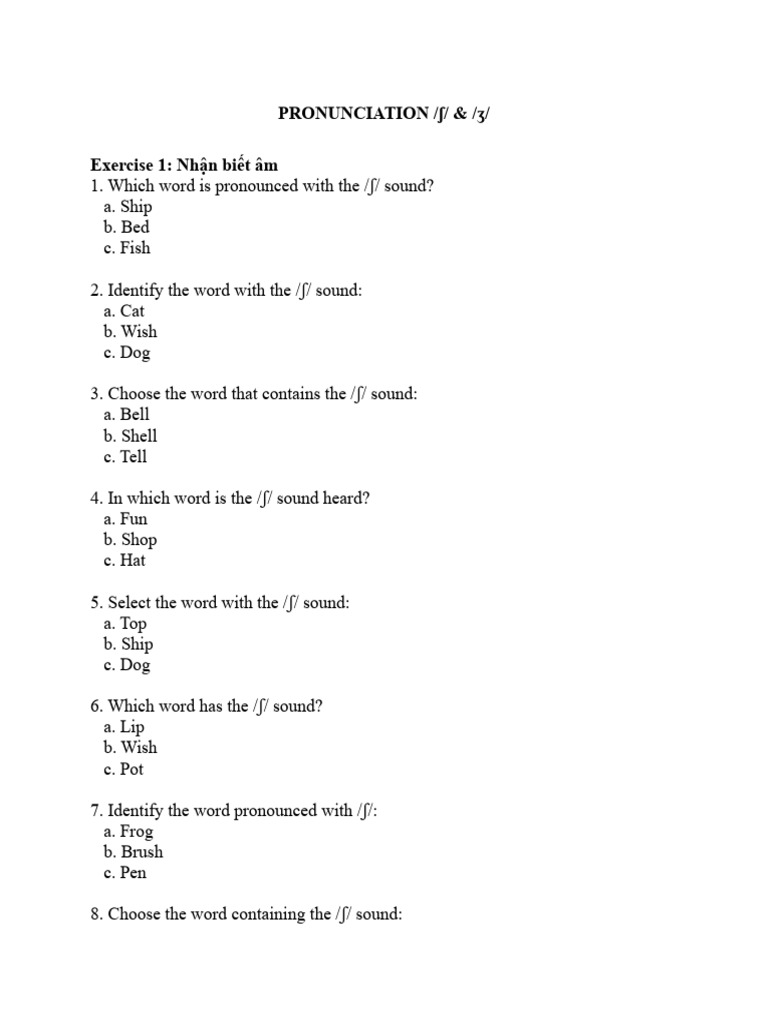 Pronouncing /ʃ/ and /ʒ/ Sounds | PDF