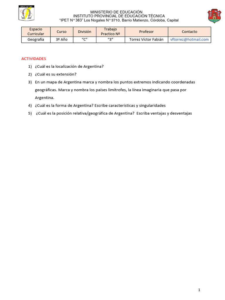 Sustento Territorial de Argentina | PDF