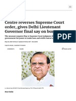 Centre Reverses Supreme Court Order, Gives Delhi Lieutenant Governor Final Say On Bureaucrats - The Hindu