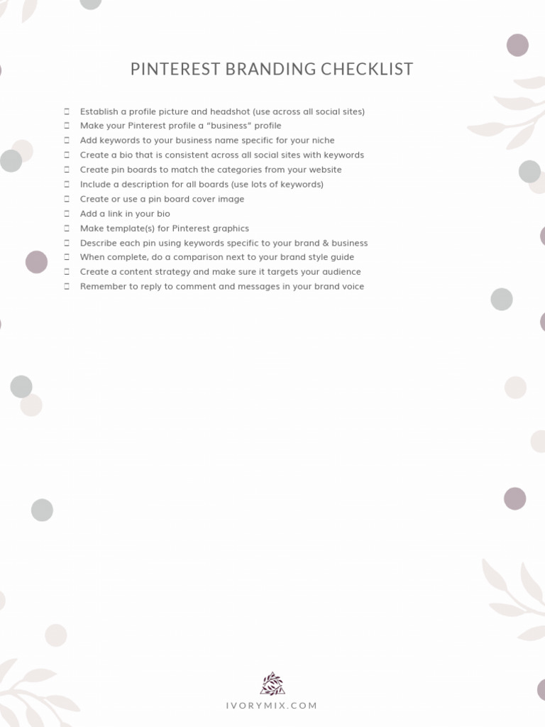 Pinterest Branding Checklist | PDF