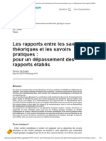 Les Rapports Entre Les Savoirs Théoriques Et Les Savoirs Pratiques - Pour Un Dépassement Des Rapports Établis