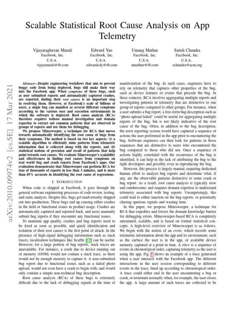 Scalable Statistical Root Cause Analysis On App | PDF | Software Bug ...
