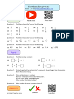 Reciprocals Worksheet