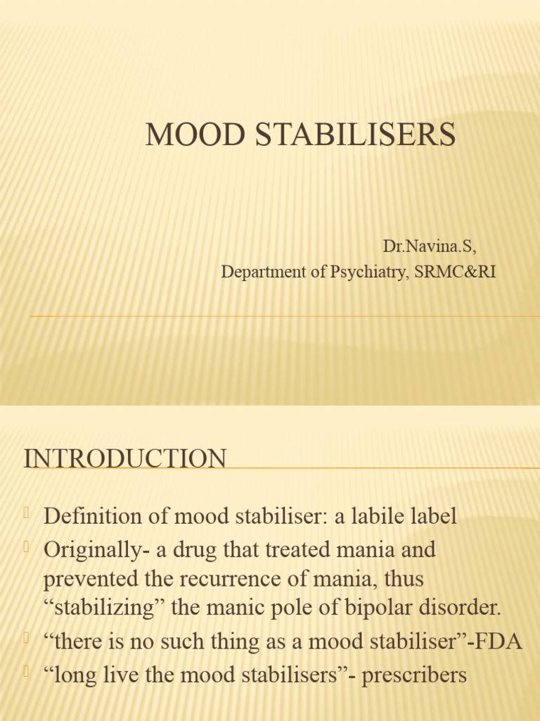Mood Stabilisers by Navina PDF Bipolar Disorder Mania