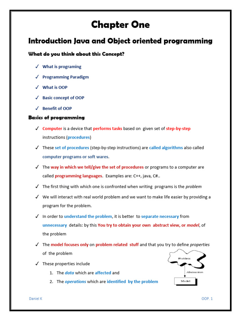 Chapter 1 Introduction to OOP | PDF | Object Oriented Programming ...
