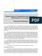Global Forum On Transparency and Exchange of Information For Tax Purposes - Statement of Outcomes - Paris 2011