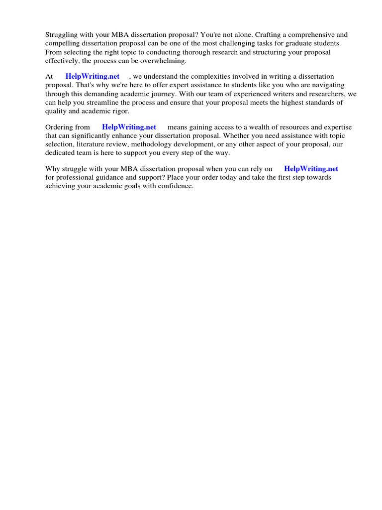 MBA Dissertation Proposal Help Guide | PDF | Thesis | Digital Marketing