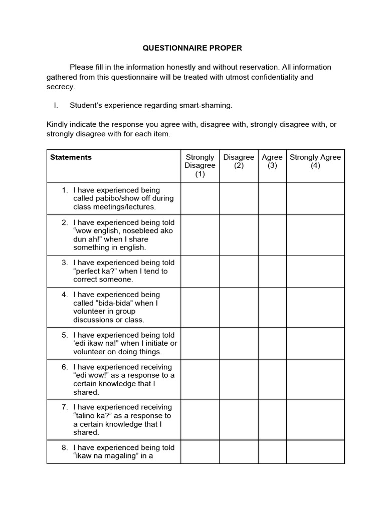 Smart-Shaming and Self-Esteem Survey | PDF | Shame | Self Esteem