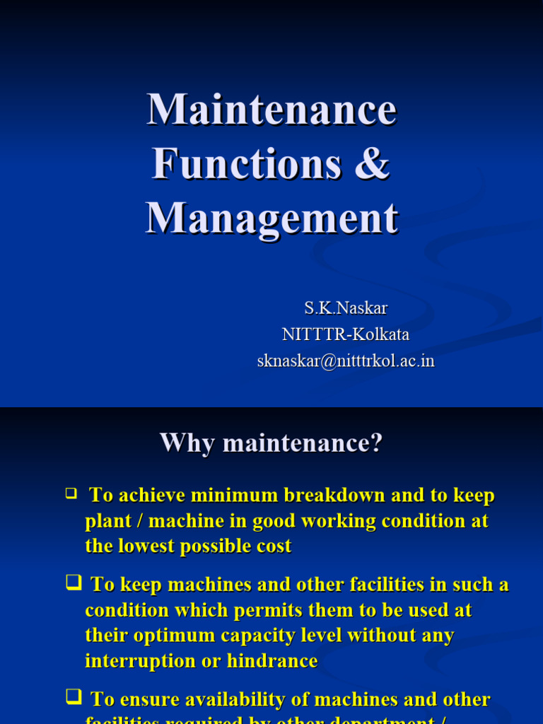 Maintenance Functions | PDF | Reliability Engineering | Inventory