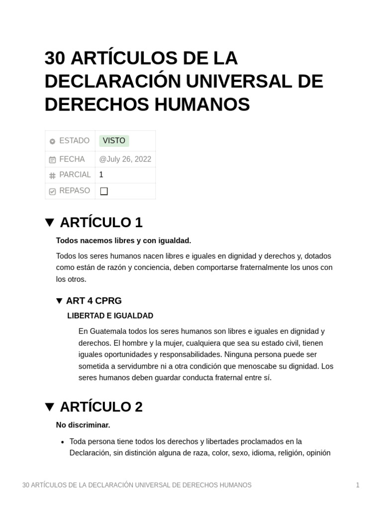 30 Derechos Humanos | PDF | Derechos | Libertad