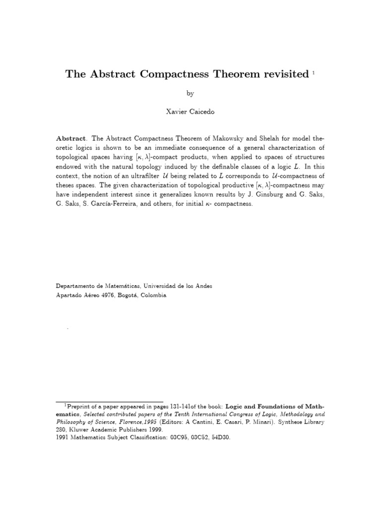 Abstract Compactness Theorem Explained | PDF | Mathematical Logic ...