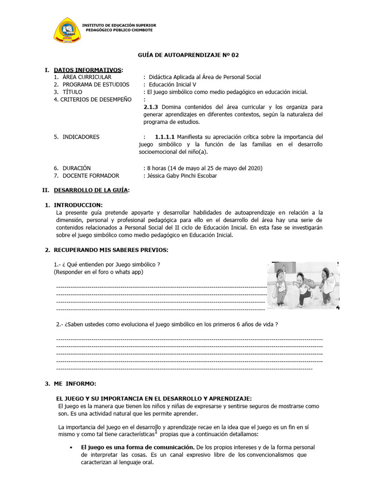 Guía de Autoaprendizaje Nº 02 d.a.d.p.s PDF Educación de la primera
