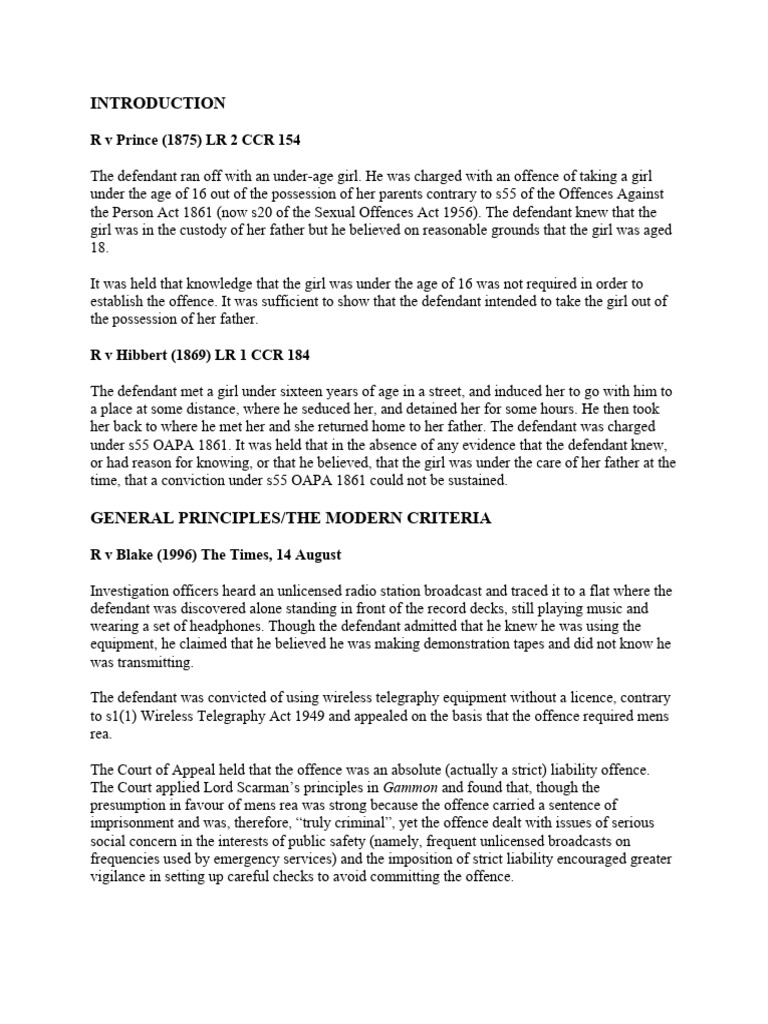 Strict Liability Cases Makerere Law School | PDF | Mens Rea | Crimes