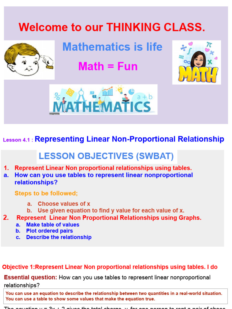 Representing Linear Relationships | PDF | Derivative | Slope
