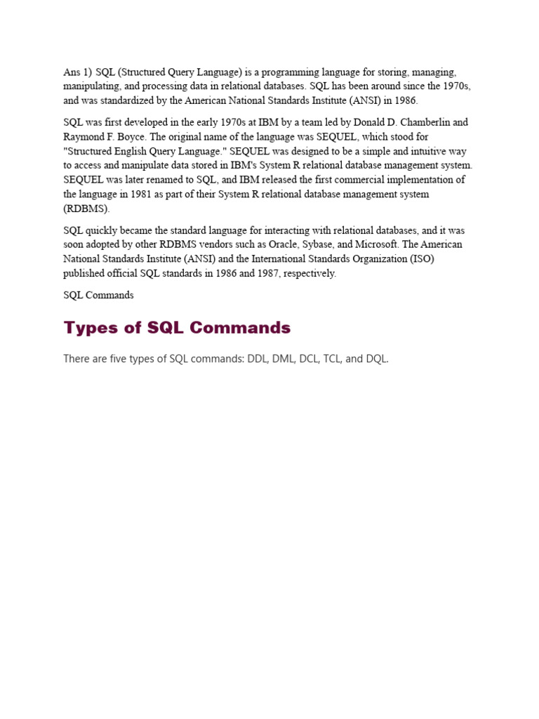 Understanding SQL Commands and Views | PDF | Sql | Relational Database