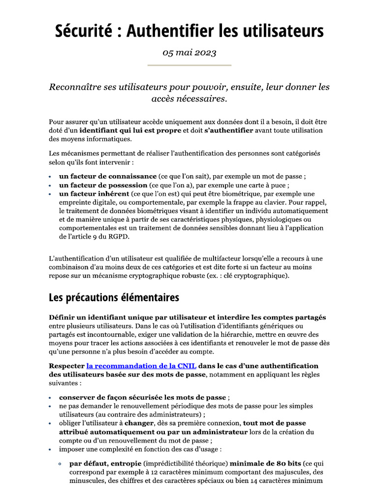 CNIL Authentification PDF