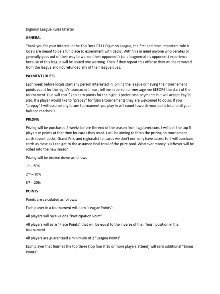 Digimon League Rules and Prizing Guide | PDF