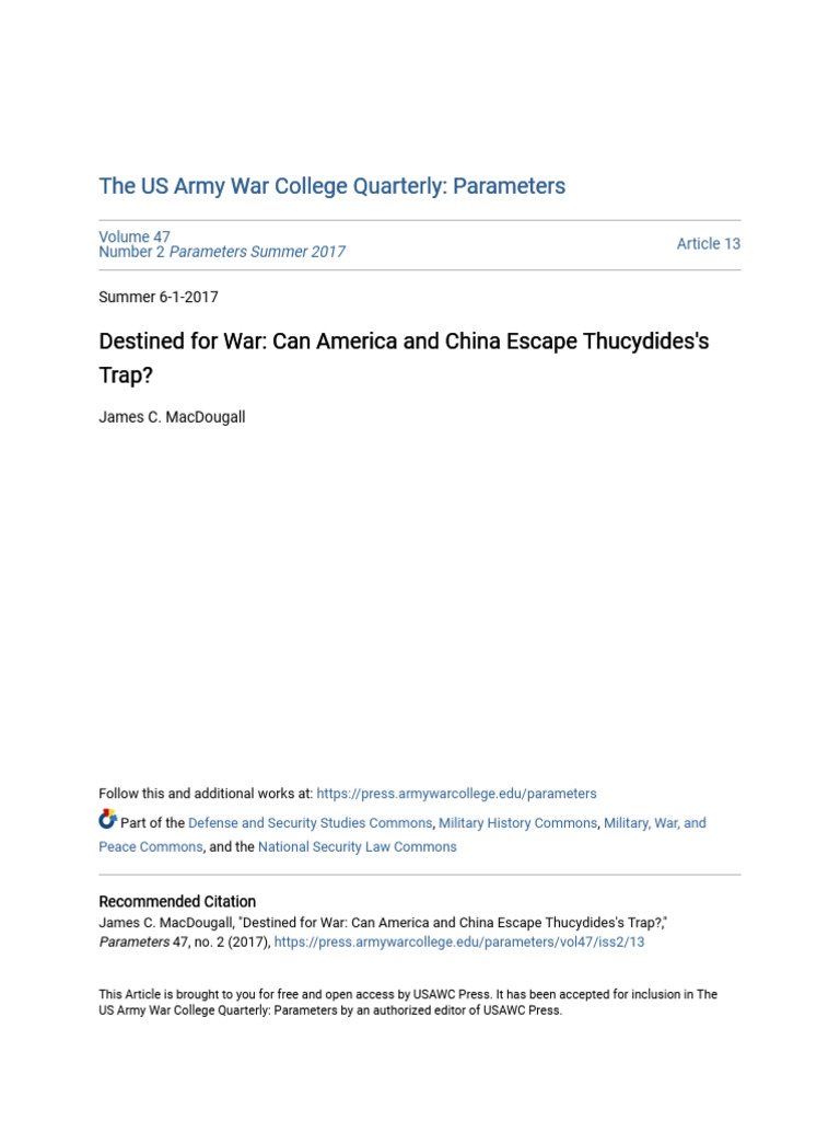 US-China Relations and Thucydides's Trap | PDF | History