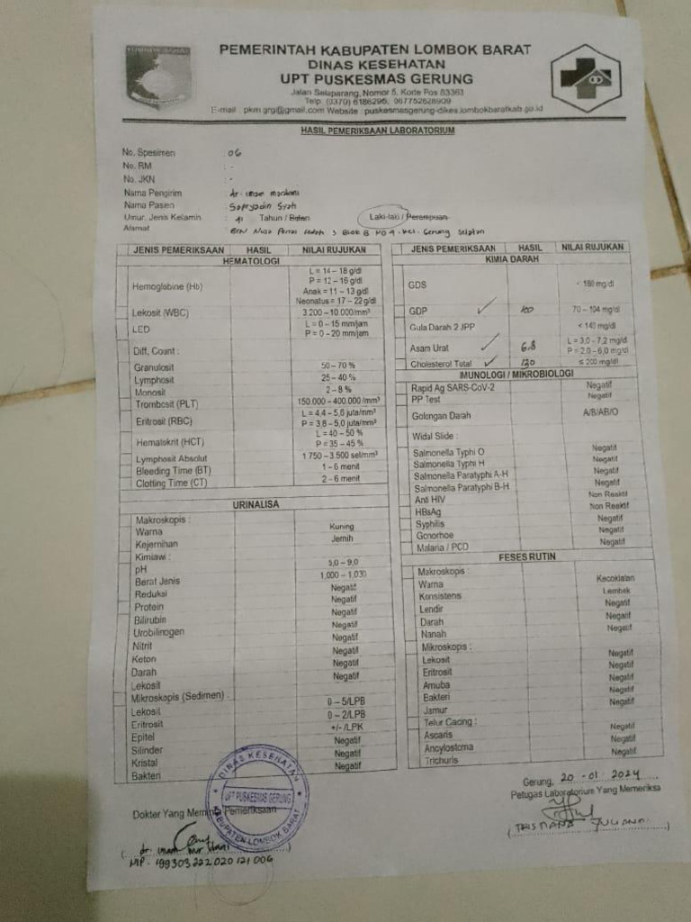 Pemeriksaan Lab | PDF