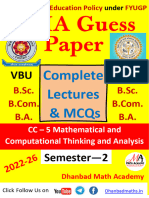 DMA Guess Paper Mathematical & Computational Thinking & Analysis Semester 2 Session 2022-26 FYUGP