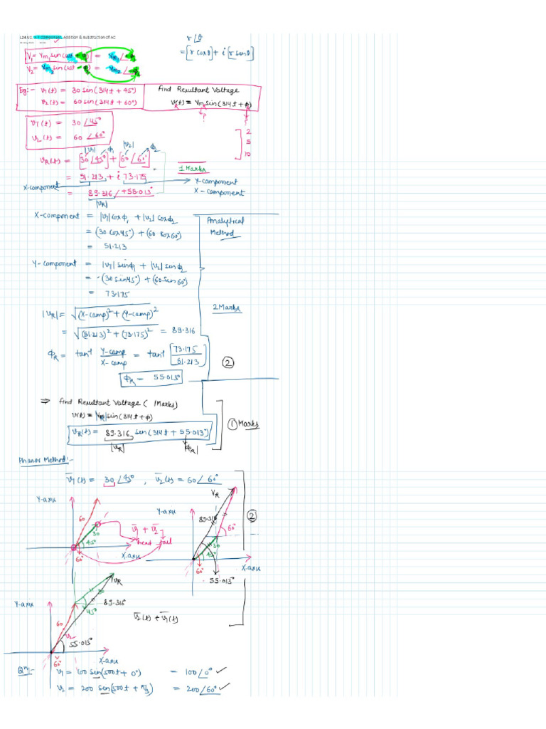 X-Y Component, Addition & Substraction of AC | PDF