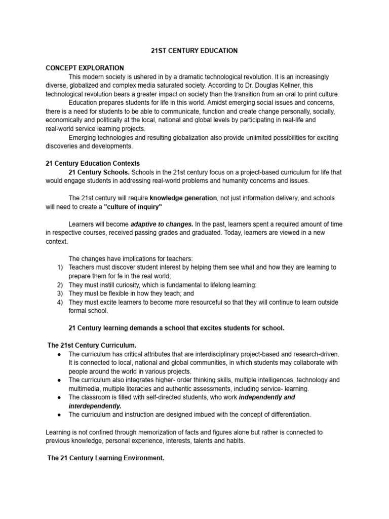 21ST Century Education PDF Learning Teachers
