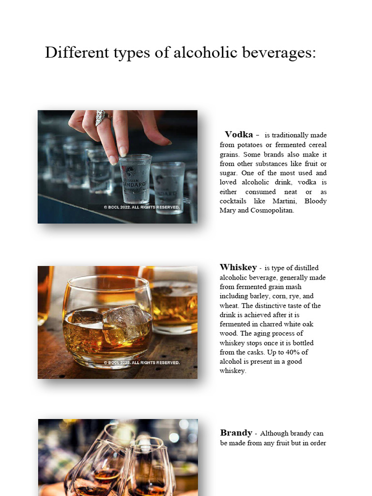 Different types of alcoholic beverages PDF Alcoholic Beverages Brandy