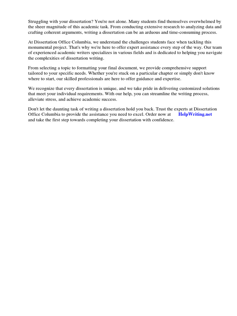 Dissertation Writing Help Columbia | PDF | Thesis | Modernism