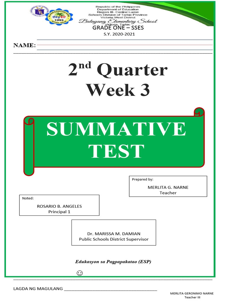 Summative Test Q2 Week 3 Sses Docx Version 1 Pdf