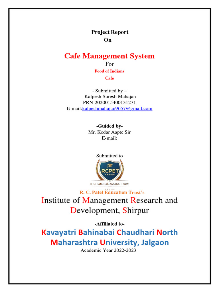 Cafe Management System Project Report | PDF | Php | Conceptual Model