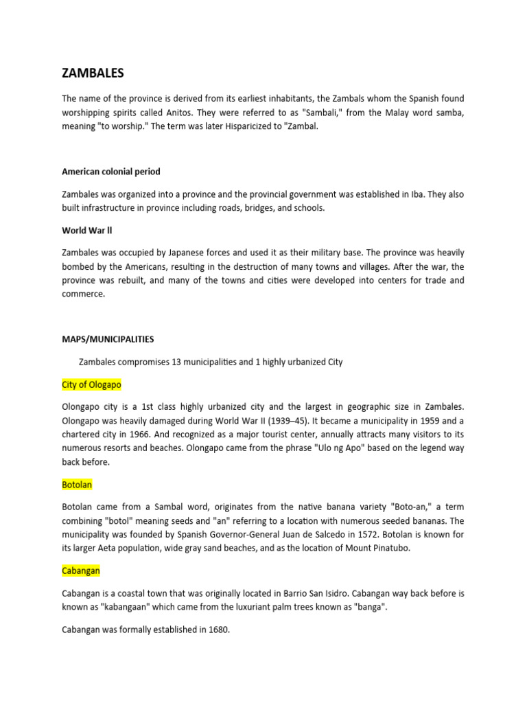 Overview of Zambales Province | PDF
