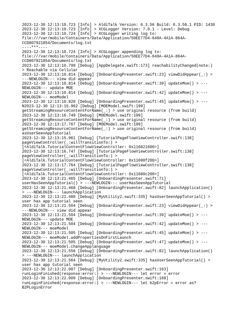 Developer Debug Logs | PDF | Swift (Programming Language) | Cache ...