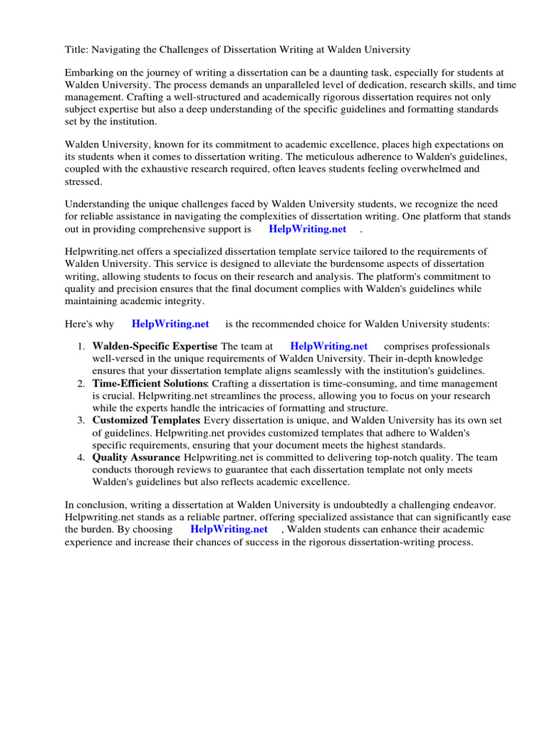 Dissertation Template Walden University PDF Thesis Transcendentalism
