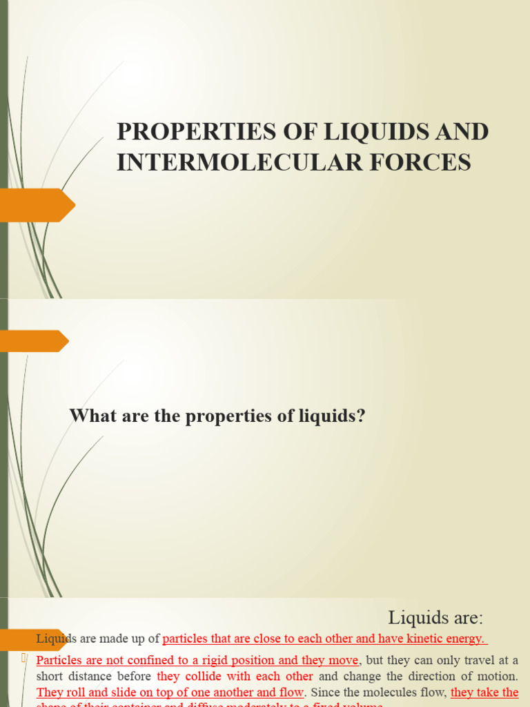 Intermolecular Forces and Liquid Properties | PDF | Liquids ...
