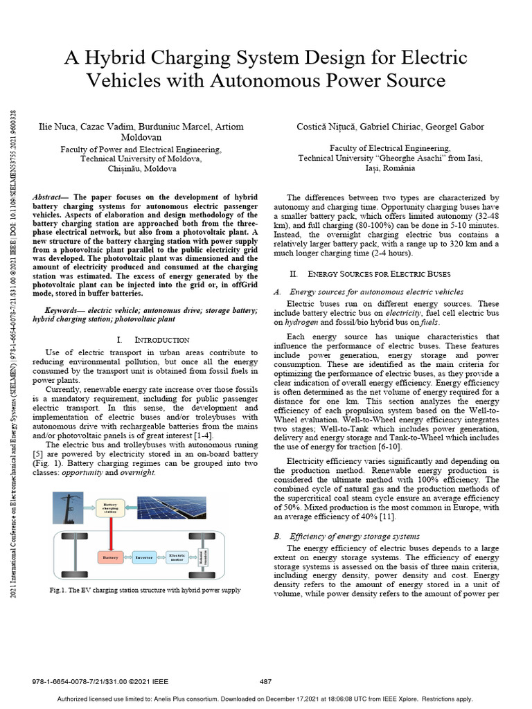 Hybrid Charging System for Electric Vehicles | PDF | Energy Storage ...