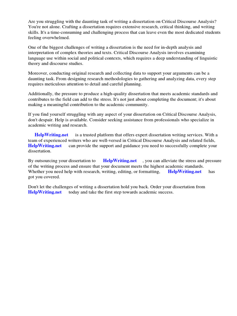 CRITICAL DISCOURSE ANALYSIS DISSERTATION EXAMPLE intelligence overview